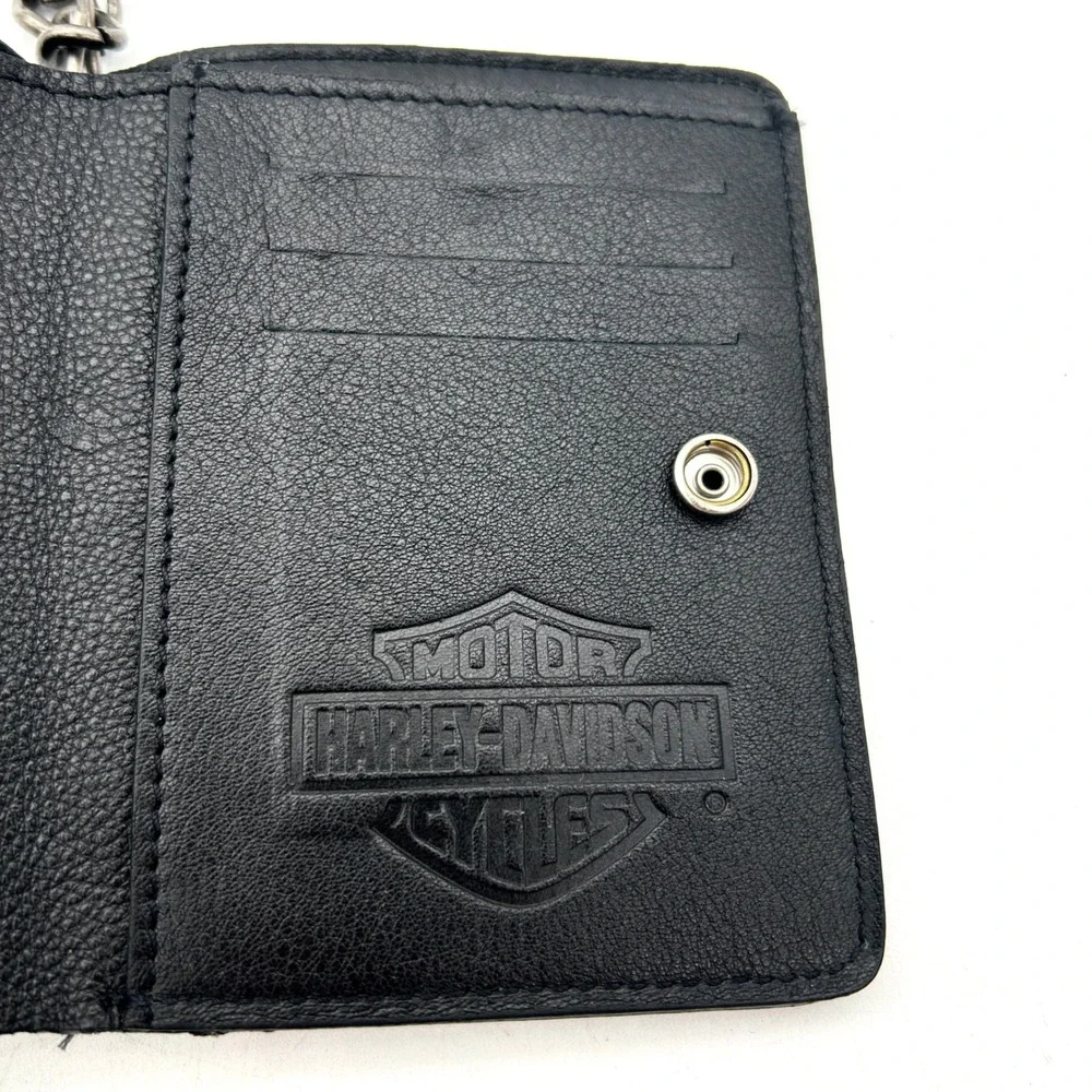 Harley-Davidson Wallet Leather Mens OS Black Excellent Biker Chain 97690-09VM